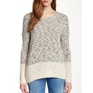 Vince Women's LARGE Marble Colorblock Cotton Blend Sweater, Cream Marl MSRP $295